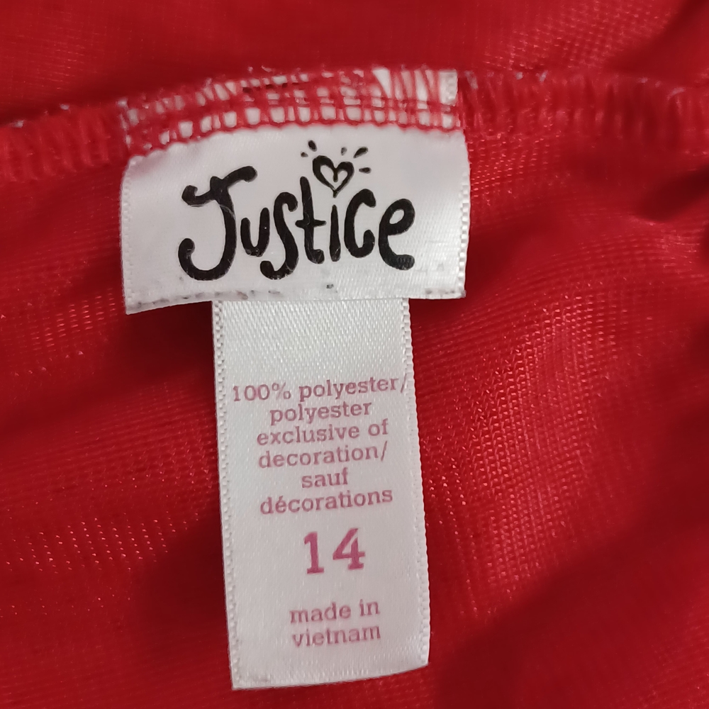 Justice Girls Red Breathable Shorts Size 14 Activewear Embroidered Heart - Picture 4 of 7